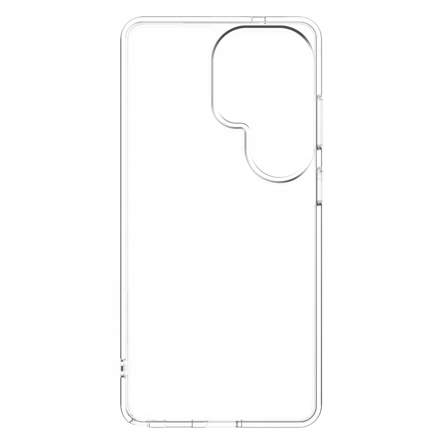 Przezroczyste etui na telefon z wycięciem na obiektyw.