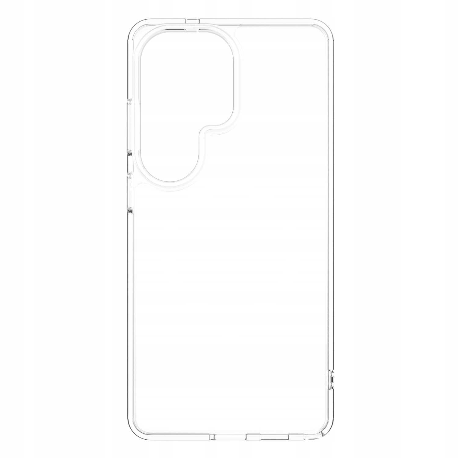 Przezroczyste etui na telefon z wycięciami na aparat i przyciski.