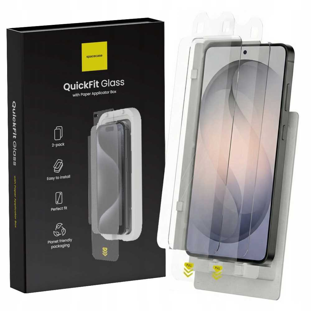 Spacecase QuickFit Glass 2-pak do telefonu, z pudełkiem aplikatora.
