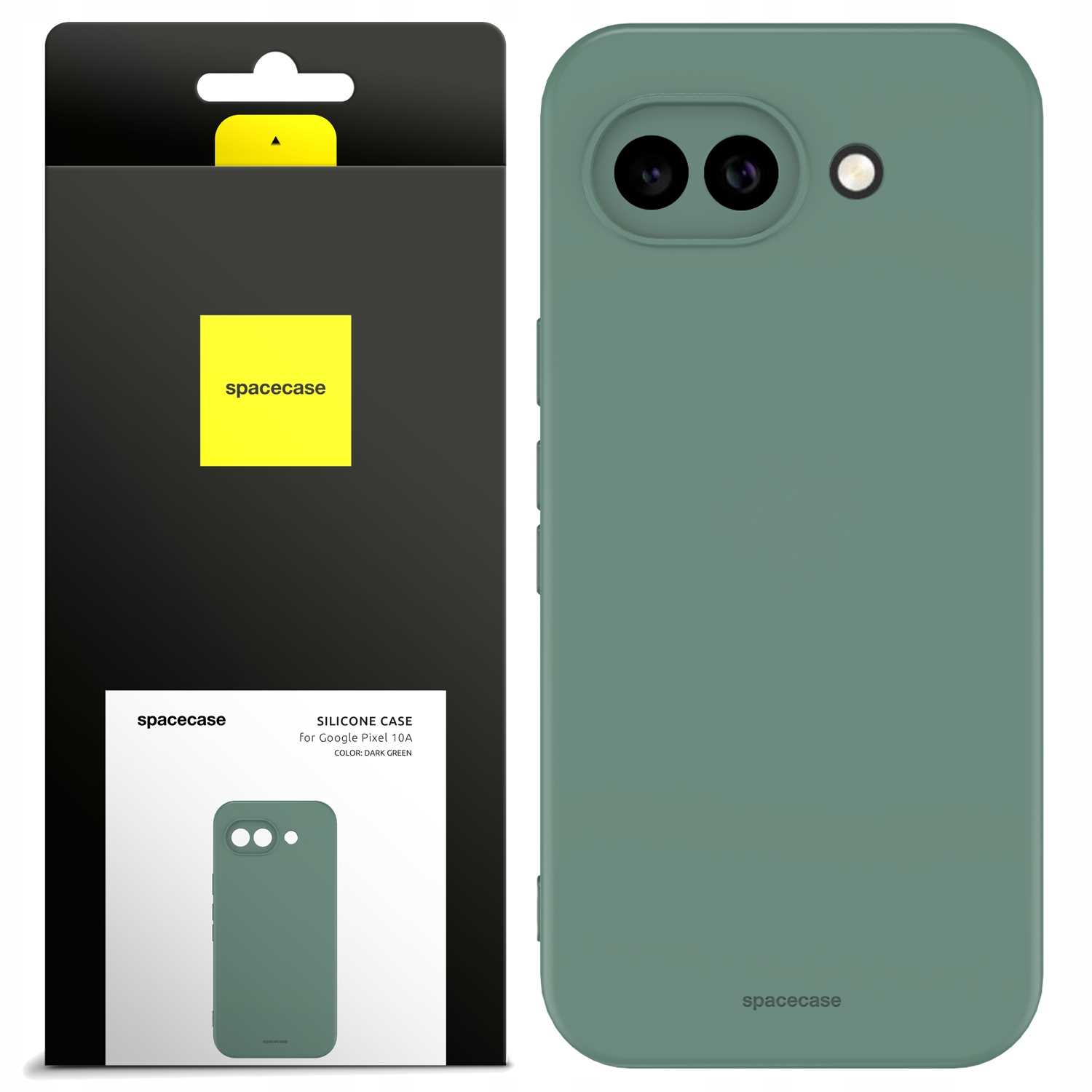 Ciemnozielone silikonowe etui do Google Pixel 10A.