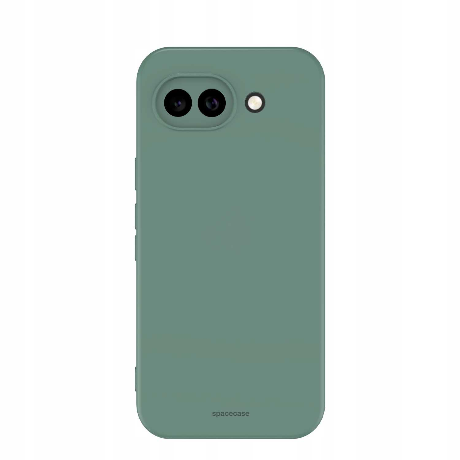 Zielone etui na telefon z dwoma obiektywami i lampą błyskową.