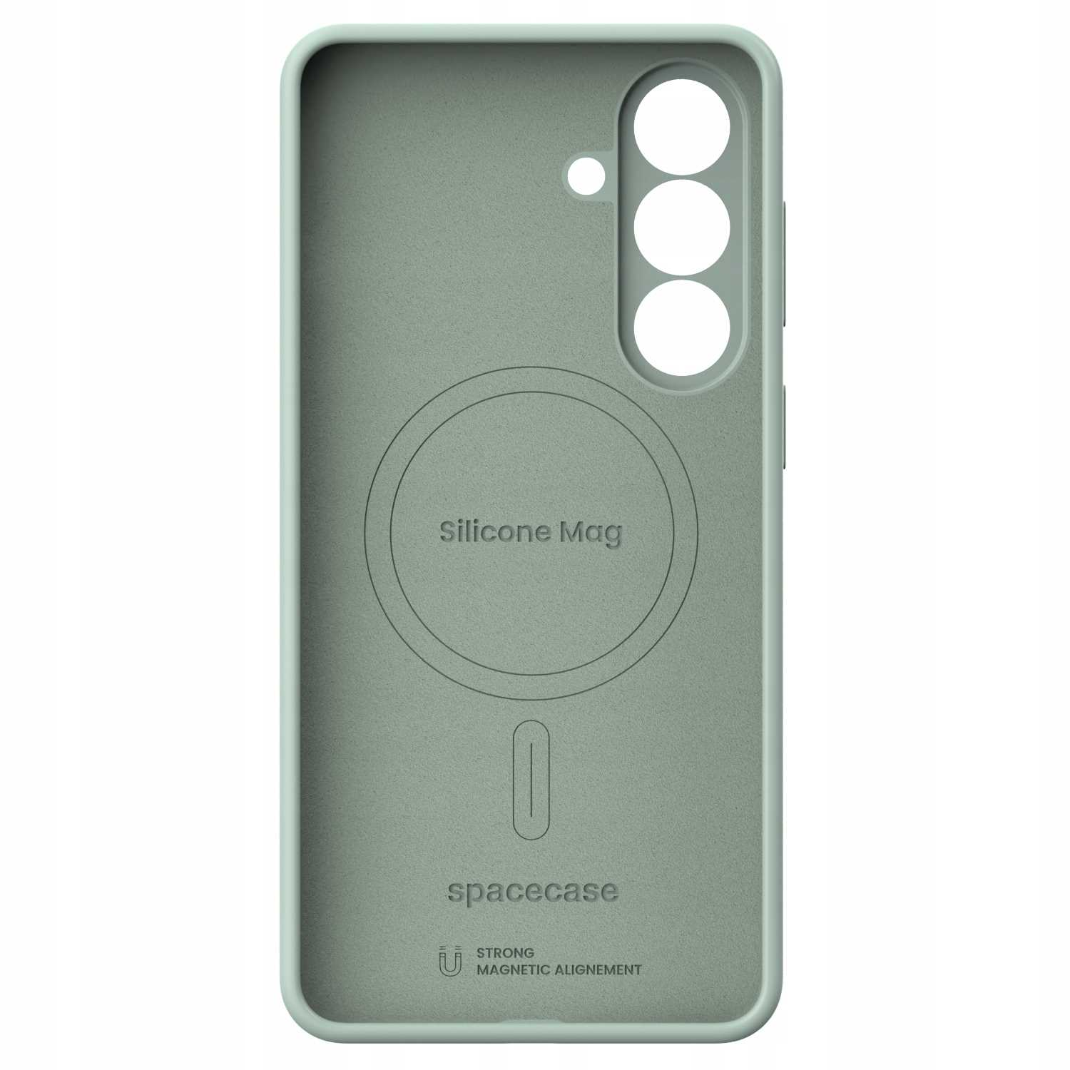Zielone etui na telefon z pierścieniem magnetycznym i logo "spacecase".