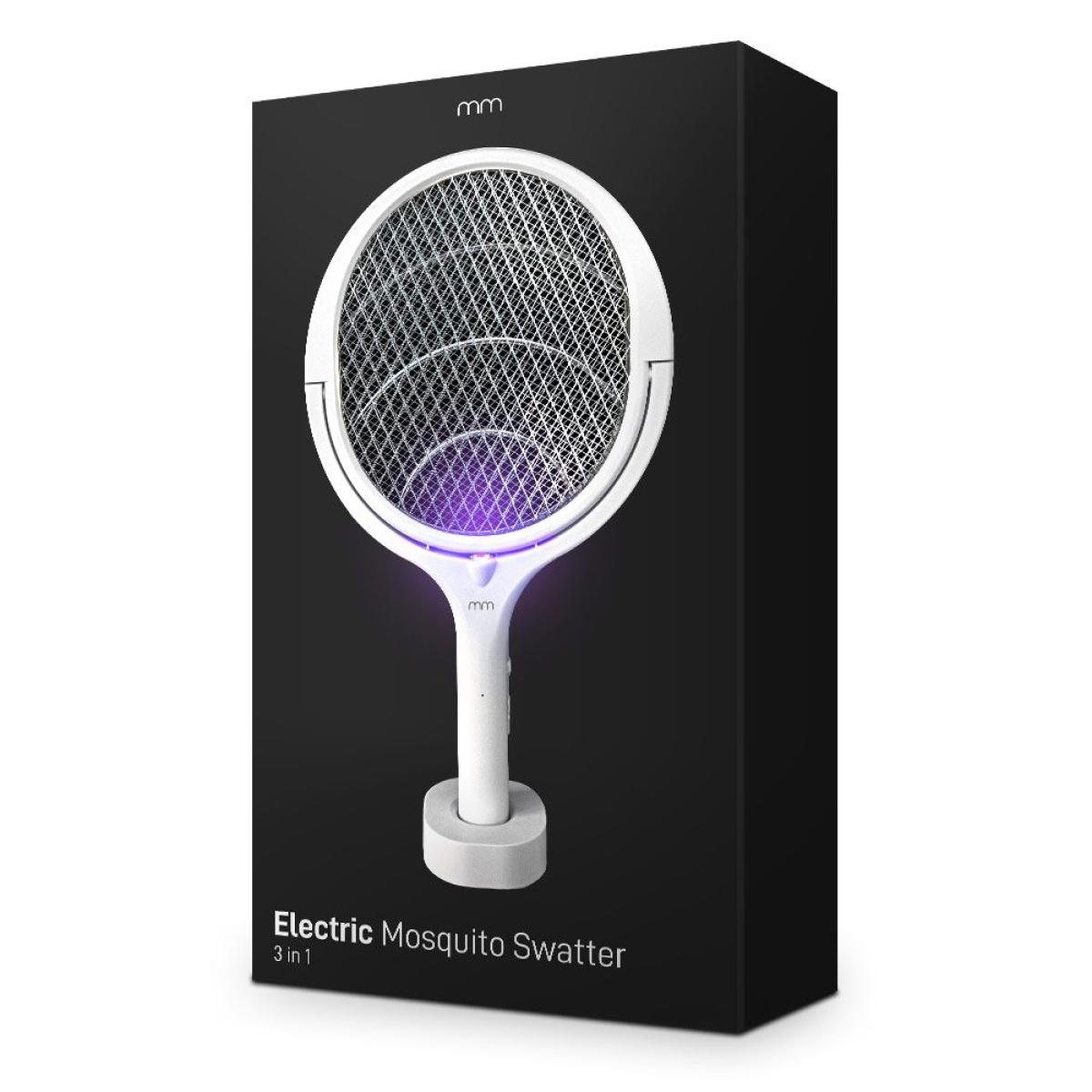 Fiammifero elettrico anti-zanzare con luce blu su scatola nera.