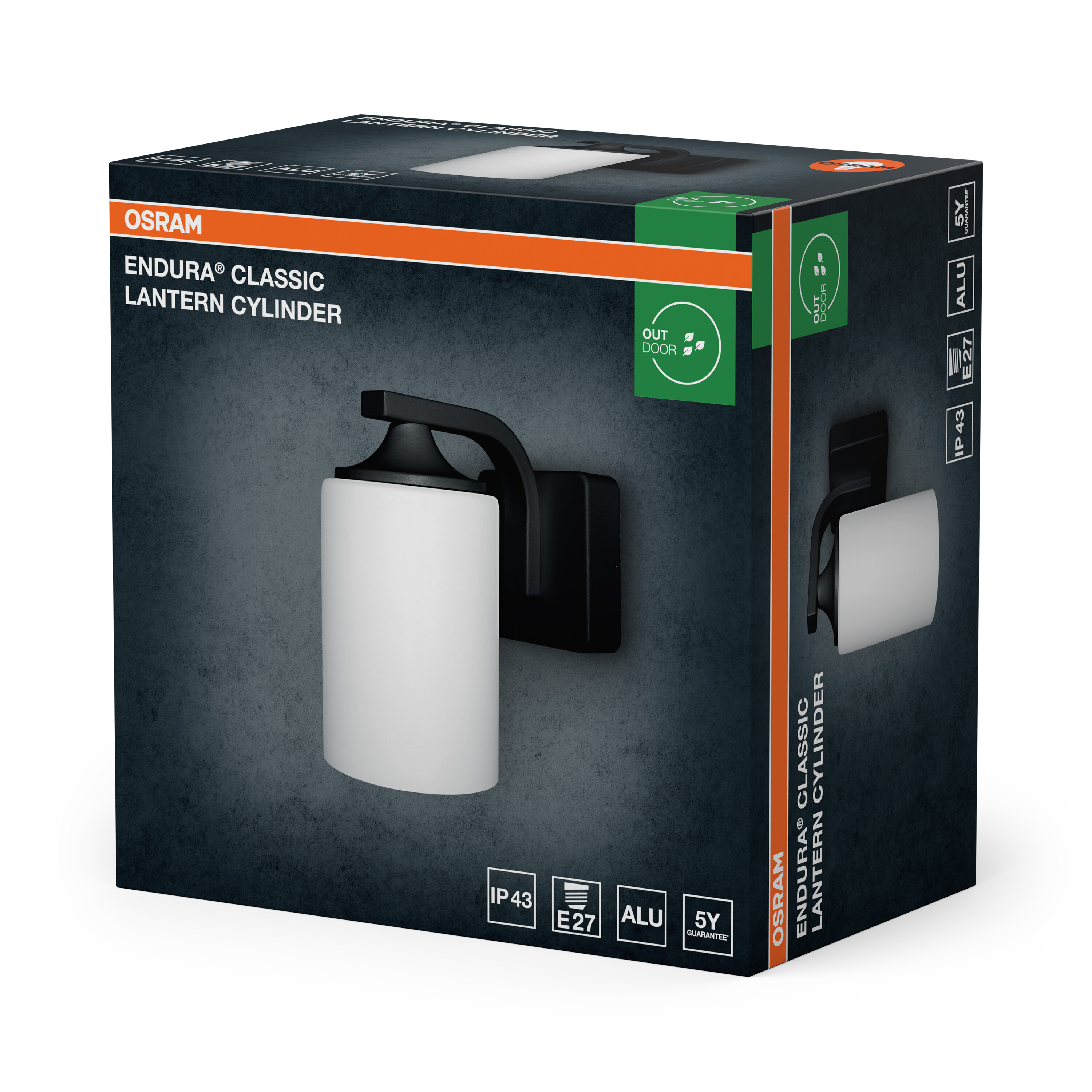 OSRAM Endura Classic Laterne Zylinder Verpackung mit Produktabbildung und Details.