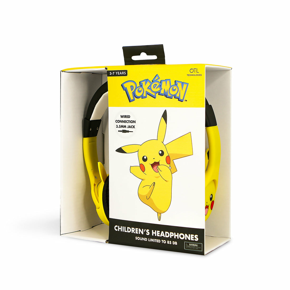 Żółte słuchawki Pokémon dla dzieci z motywem Pikachu, w wieku 3-7 lat.