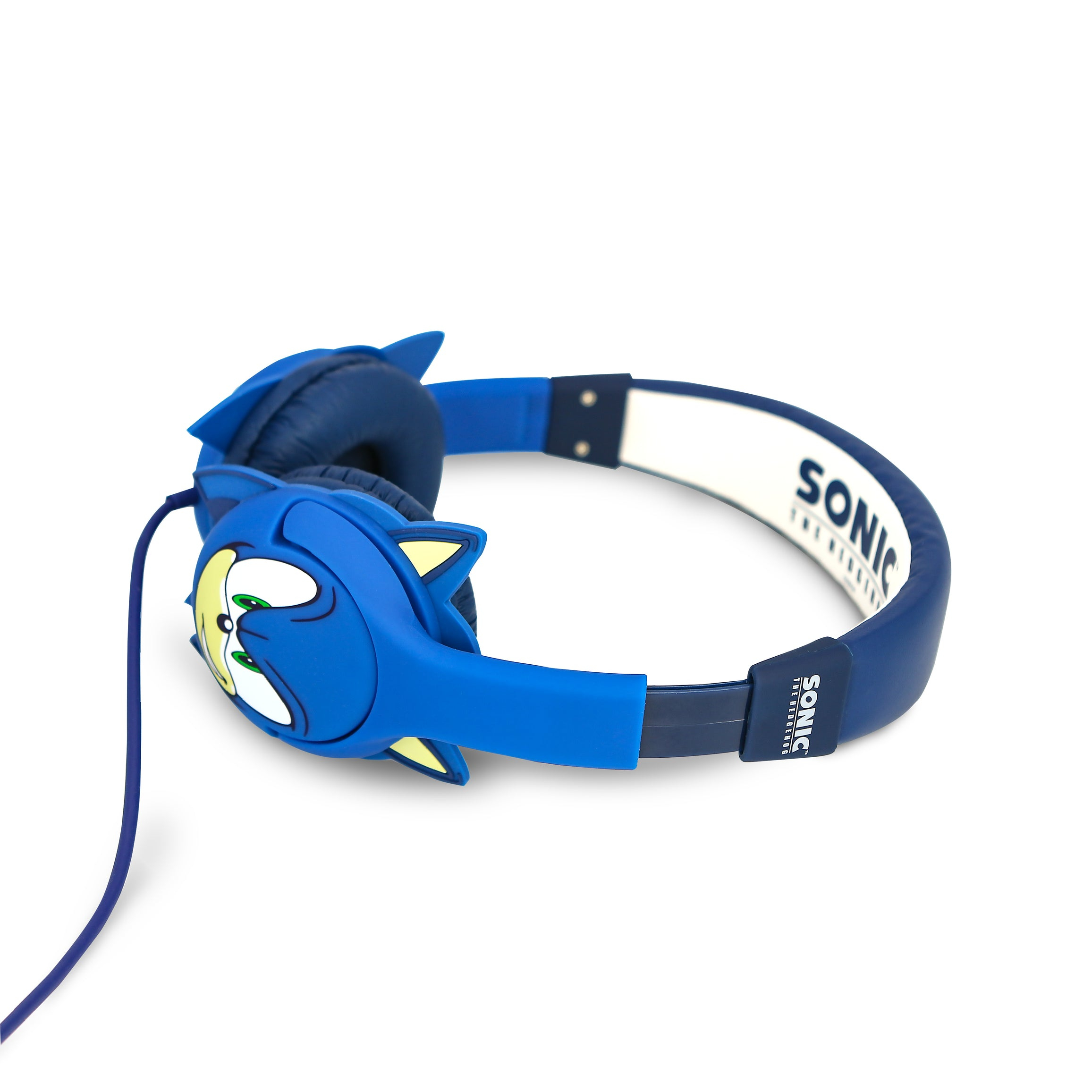 Auriculares azules de Sonic con orejas y hocico. Banda blanca con logo Sonic.
