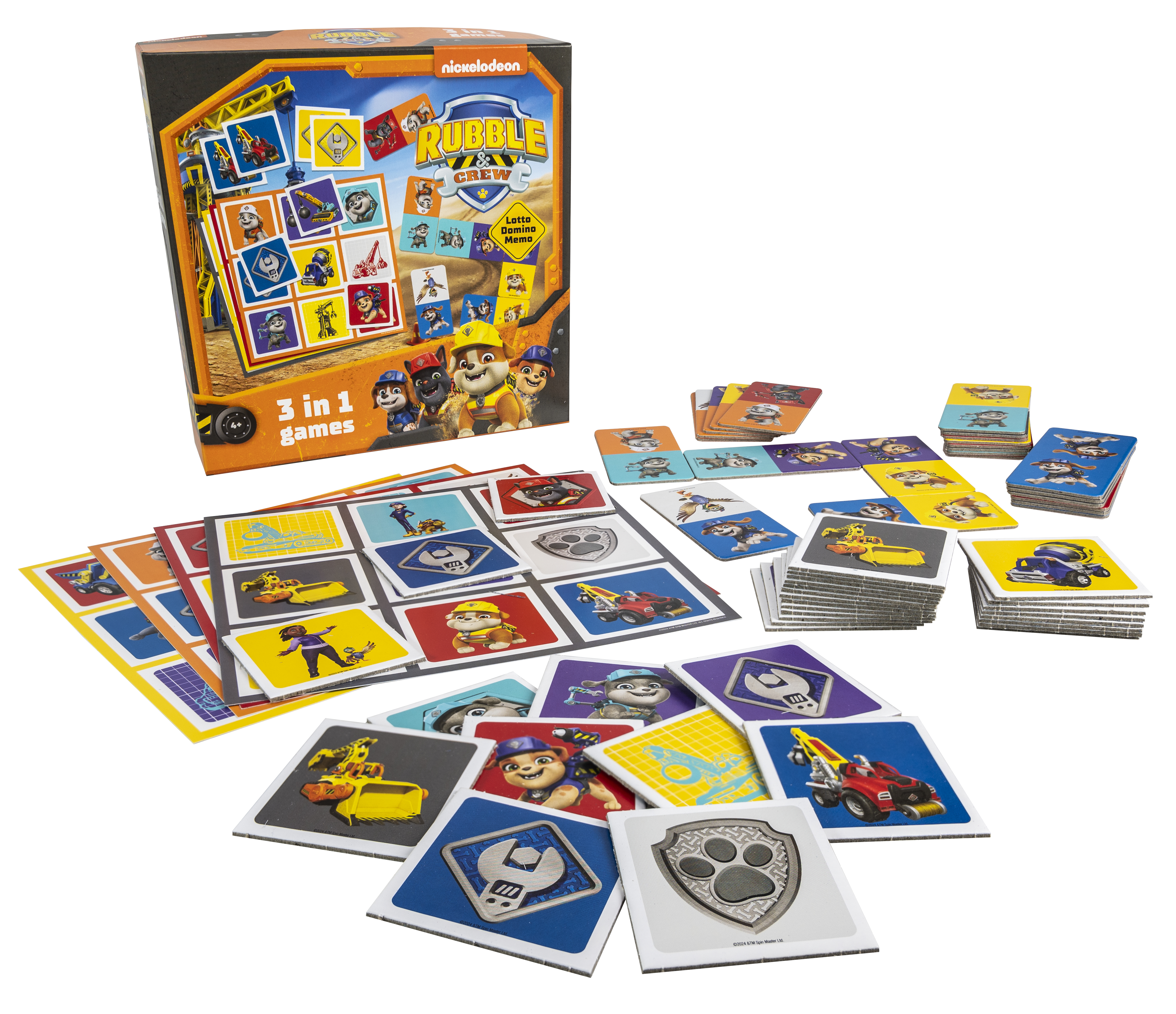 Paw Patrol Rubble & Crew spelkaarten en doos.