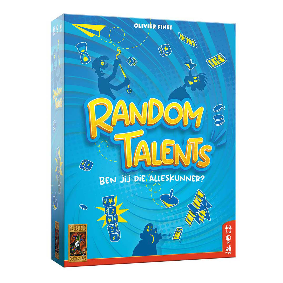 Bordspeldoos met blauwe achtergrond en kleurrijke iconen.