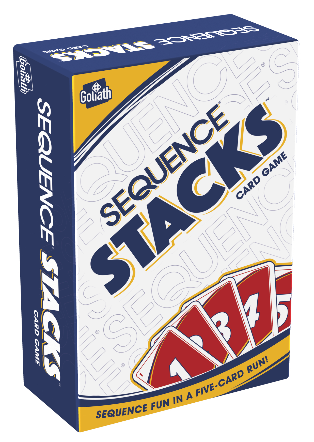 Spielschachtel mit Kartenrückseiten: Sequenzstapel Kartenspiel.