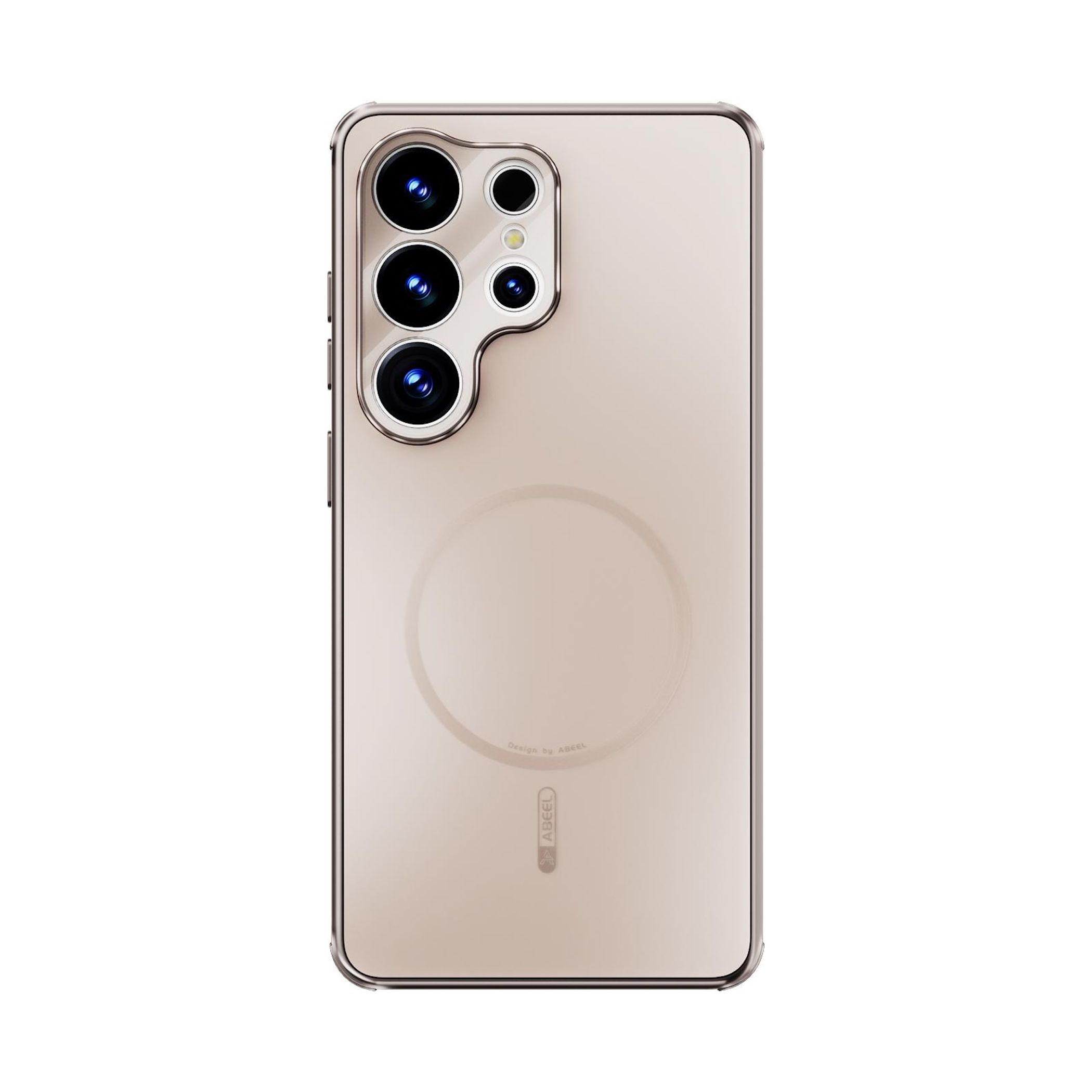 Una funda transparente para teléfono con lentes de cámara en la parte trasera.