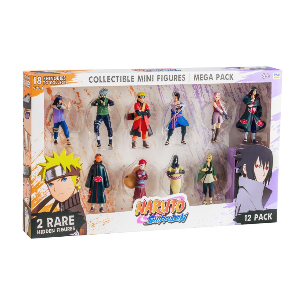 Pudełko z kolekcjonerskimi mini figurkami Naruto Shippuden, zestaw 12 szt.