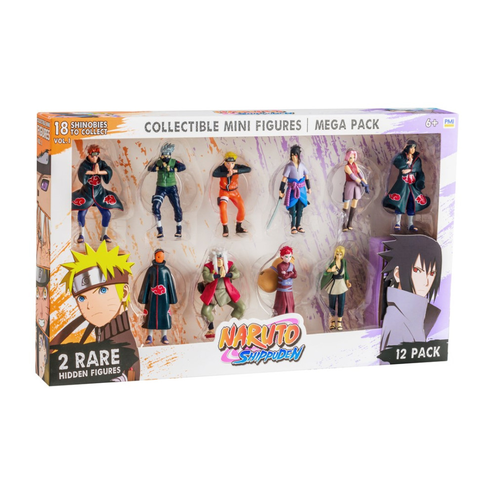 Naruto Mini Figurki Kolekcjonerskie Mega Pack, 12 figurek, 18 do zebrania.