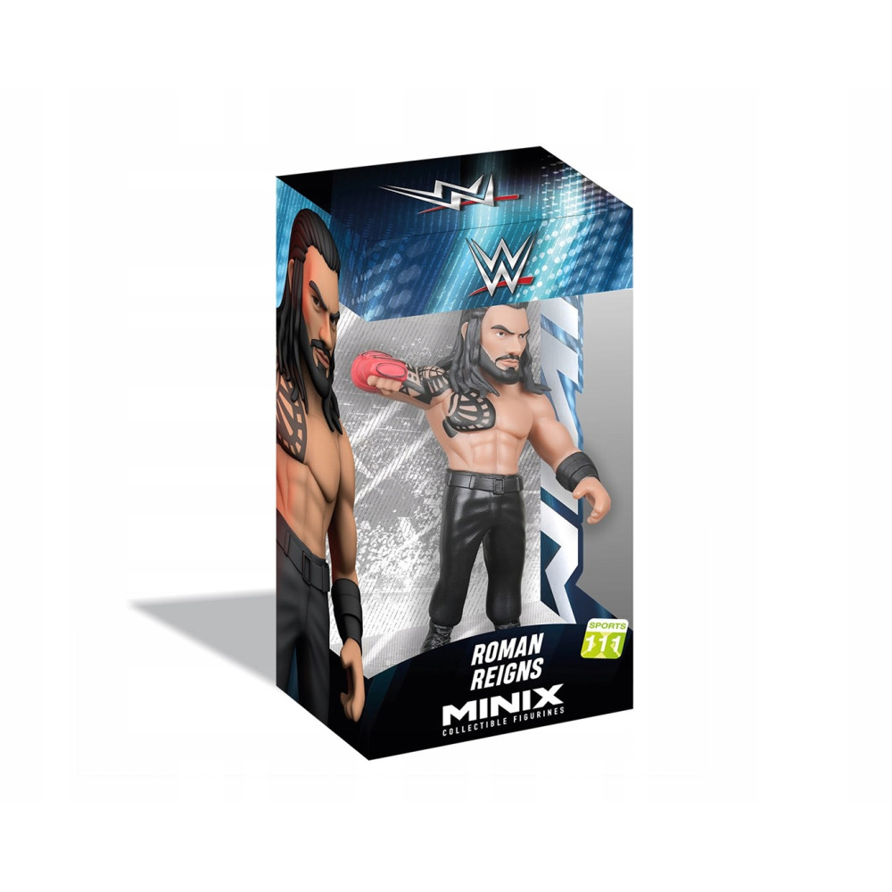Figurka kolekcjonerska WWE Roman Reigns Minix w opakowaniu z logo WWE.