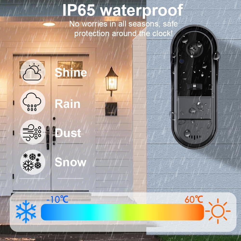 Videocitofono impermeabile IP65 per tutte le stagioni, pioggia, polvere e neve.