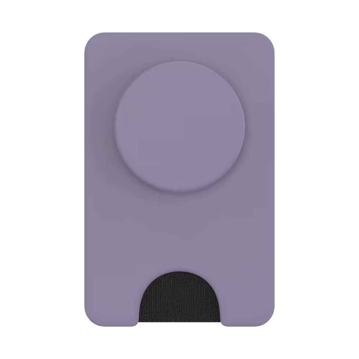 Un porta carte viola con attacco rotondo.
