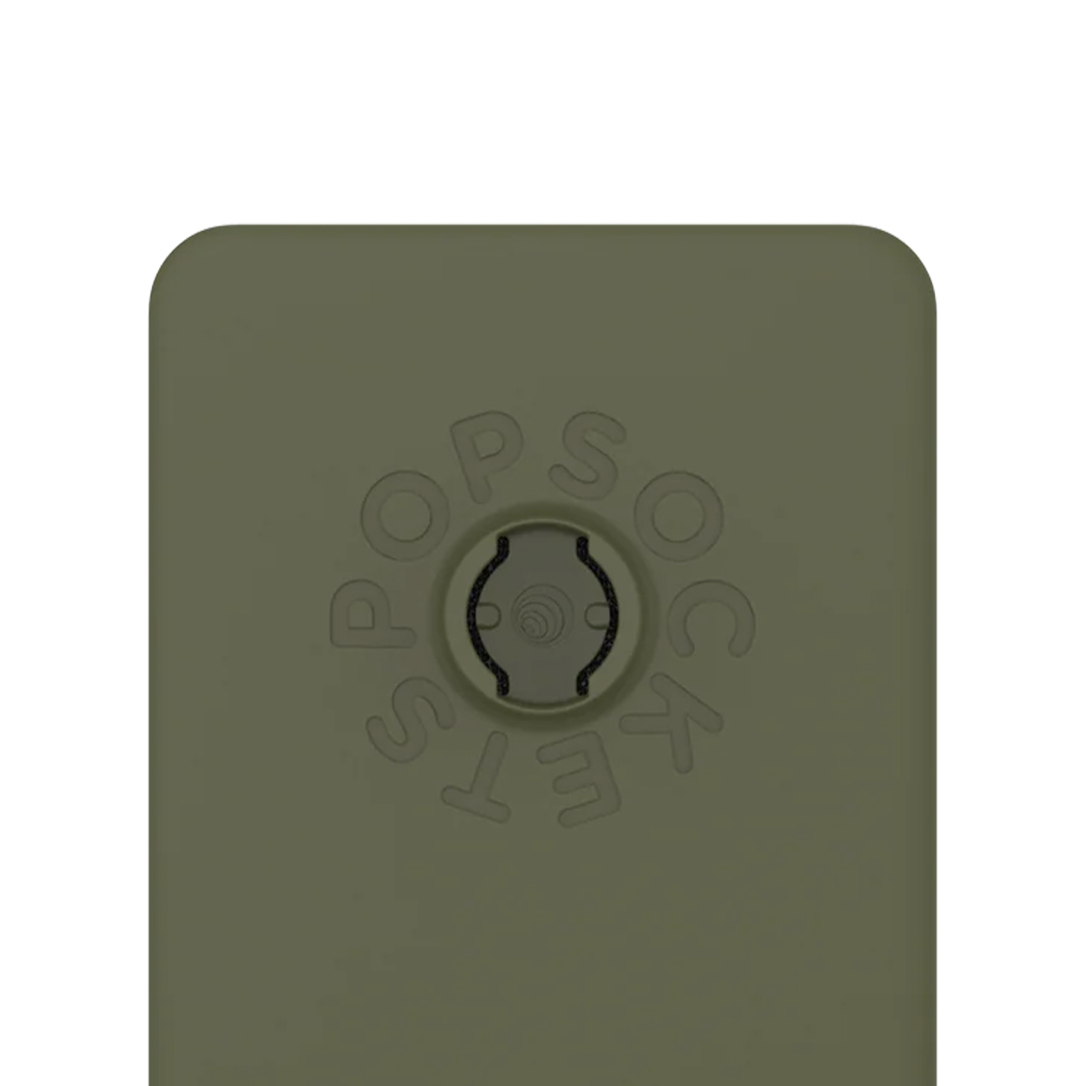 Impugnatura PopSocket verde con logo in rilievo.