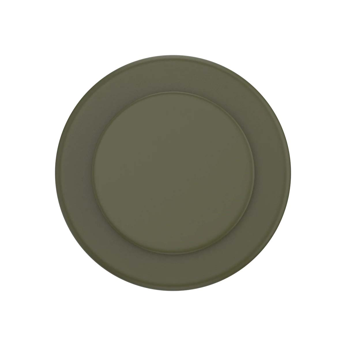 Un plato redondo verde oscuro visto desde arriba.