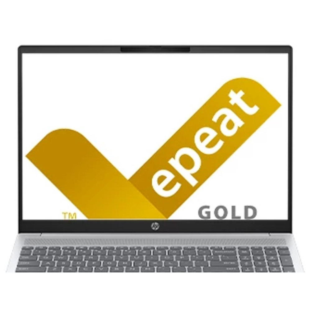 Ekran laptopa wyświetla złote logo EPEAT z napisem "Gold".