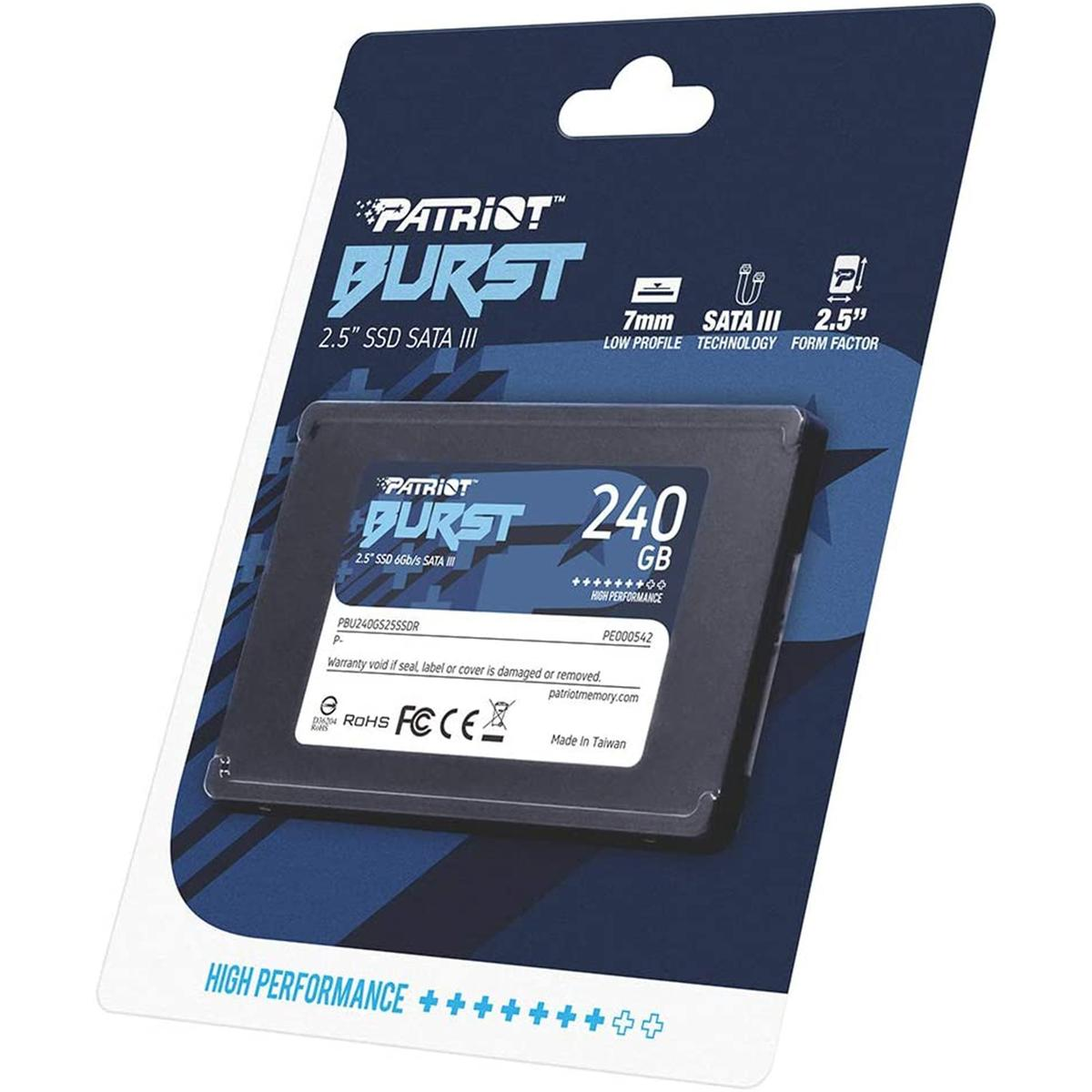 Dysk SSD Patriot Burst 240 GB 2,5 cala SATA III w opakowaniu.