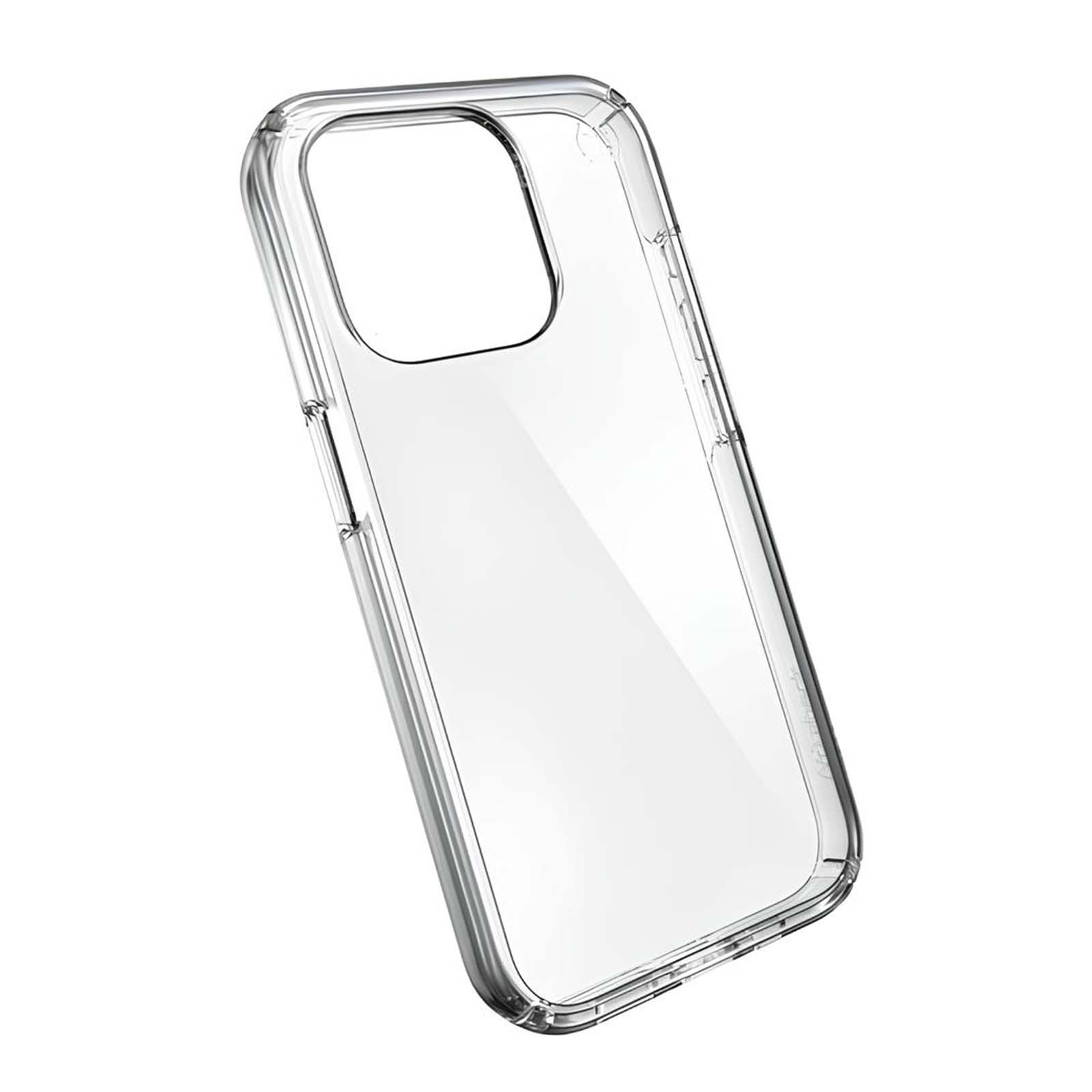 Doorzichtige telefoonhoes met uitsparingen voor camera en knoppen.