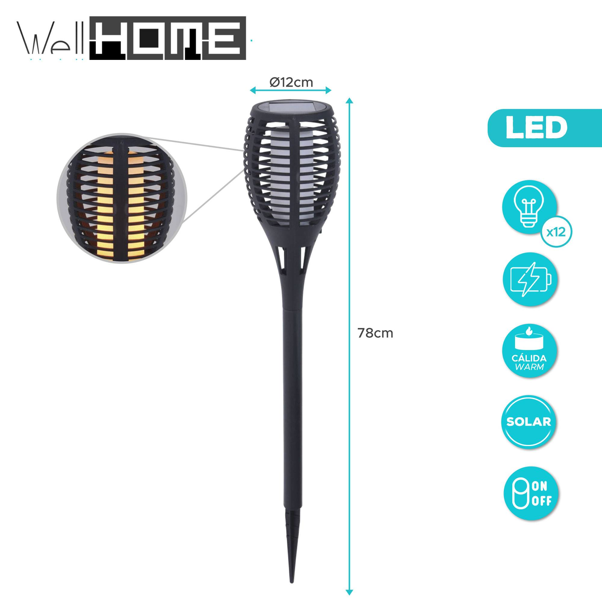 Una antorcha solar LED para jardín, de 78 cm, con efecto llama.