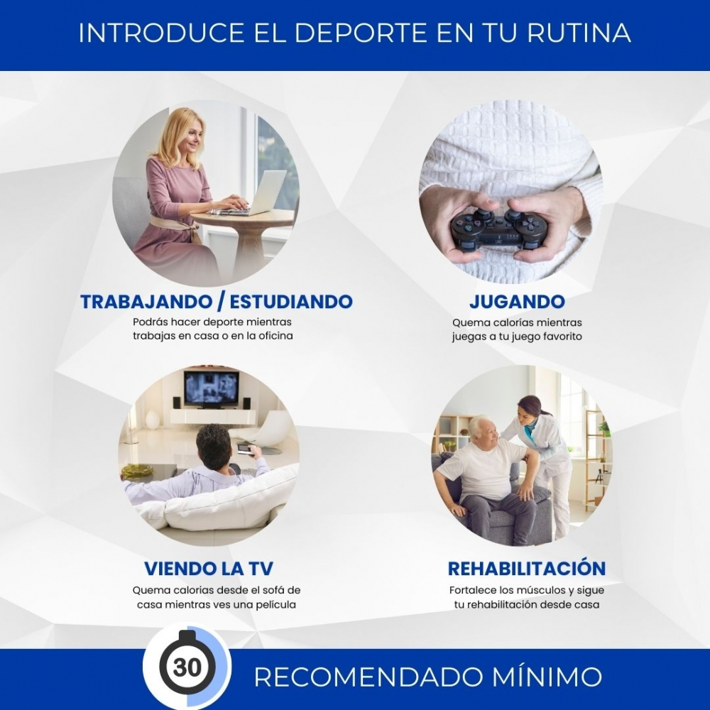 Mujer en laptop, manos con mando, persona en sofá, paciente en rehabilitación. Integra deporte.