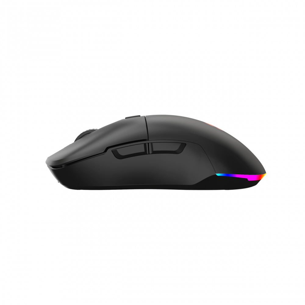 Czarna mysz gamingowa z podświetleniem RGB z tyłu.