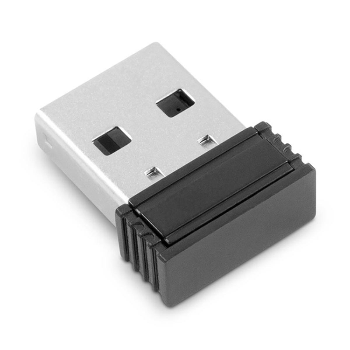 Dongle USB argentato con alloggiamento nero scanalato.