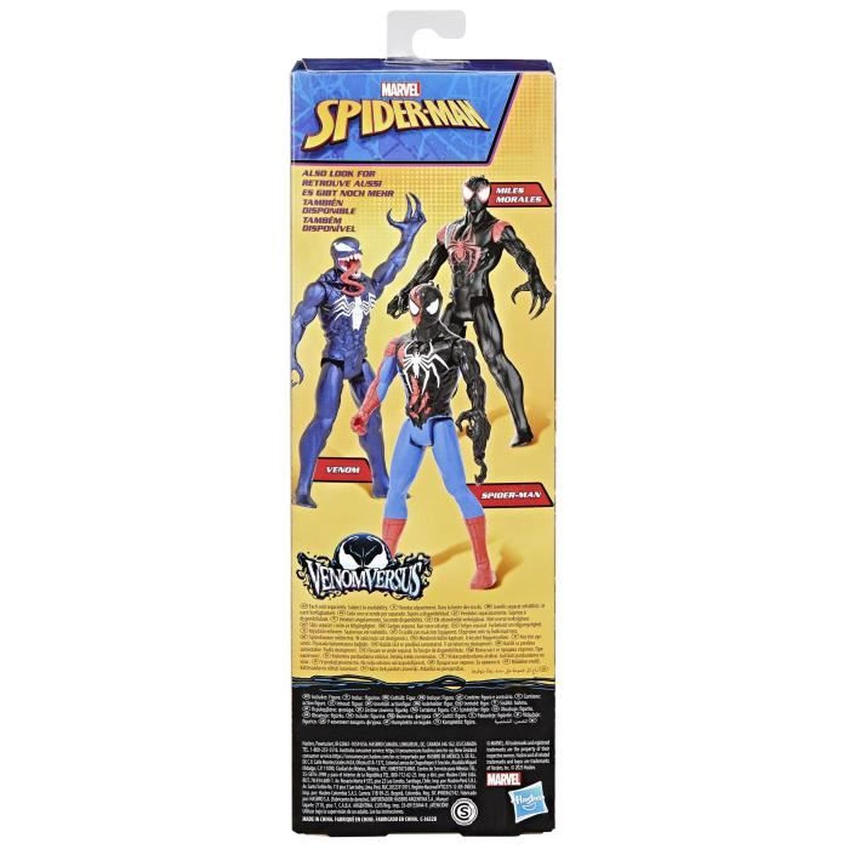 Marvel Spider-Man Actionfiguren: Venom, Miles Morales und Spider-Man.
