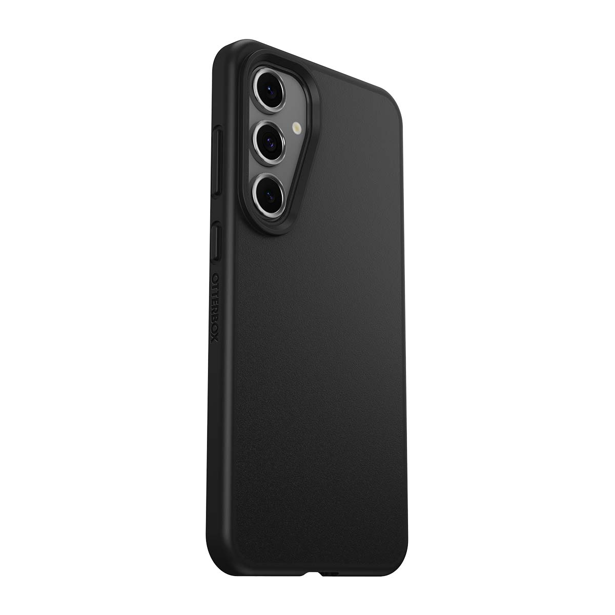 Custodia nera per telefono con triplo ritaglio fotocamera e logo Otterbox.