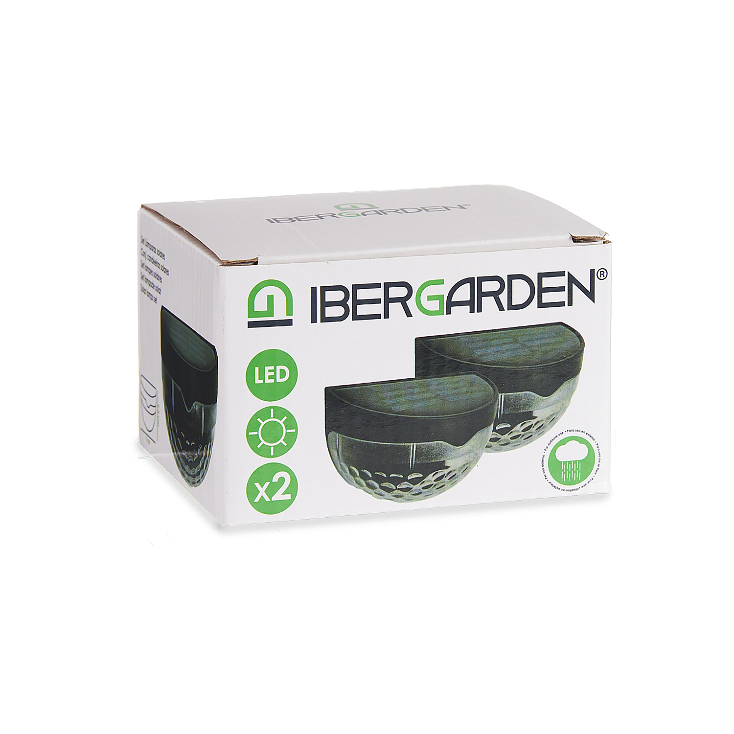 Paquete de luces solares LED Ibergarden con dos luces, resistentes al agua.