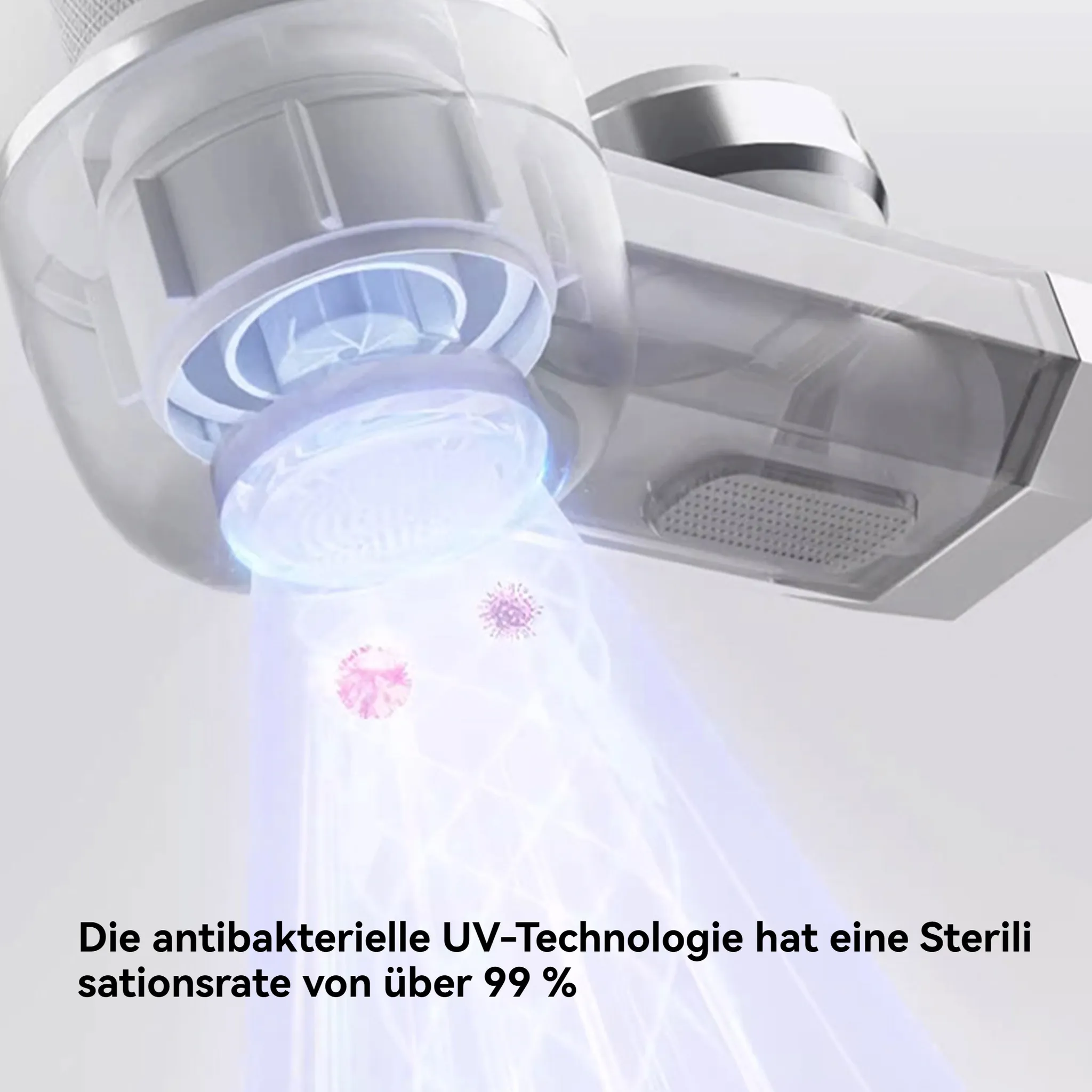 Ein Staubsaugeraufsatz mit UV-Licht tötet Bakterien ab.
