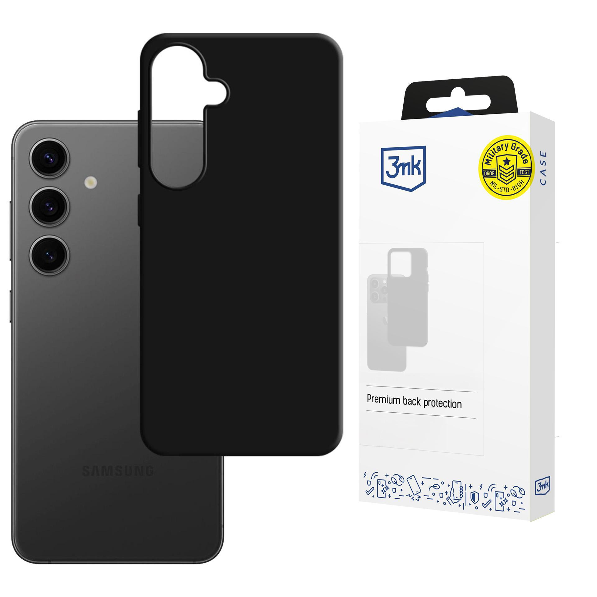 Czarne etui na telefon obok telefonu Samsung i opakowania z certyfikatem wojskowym.