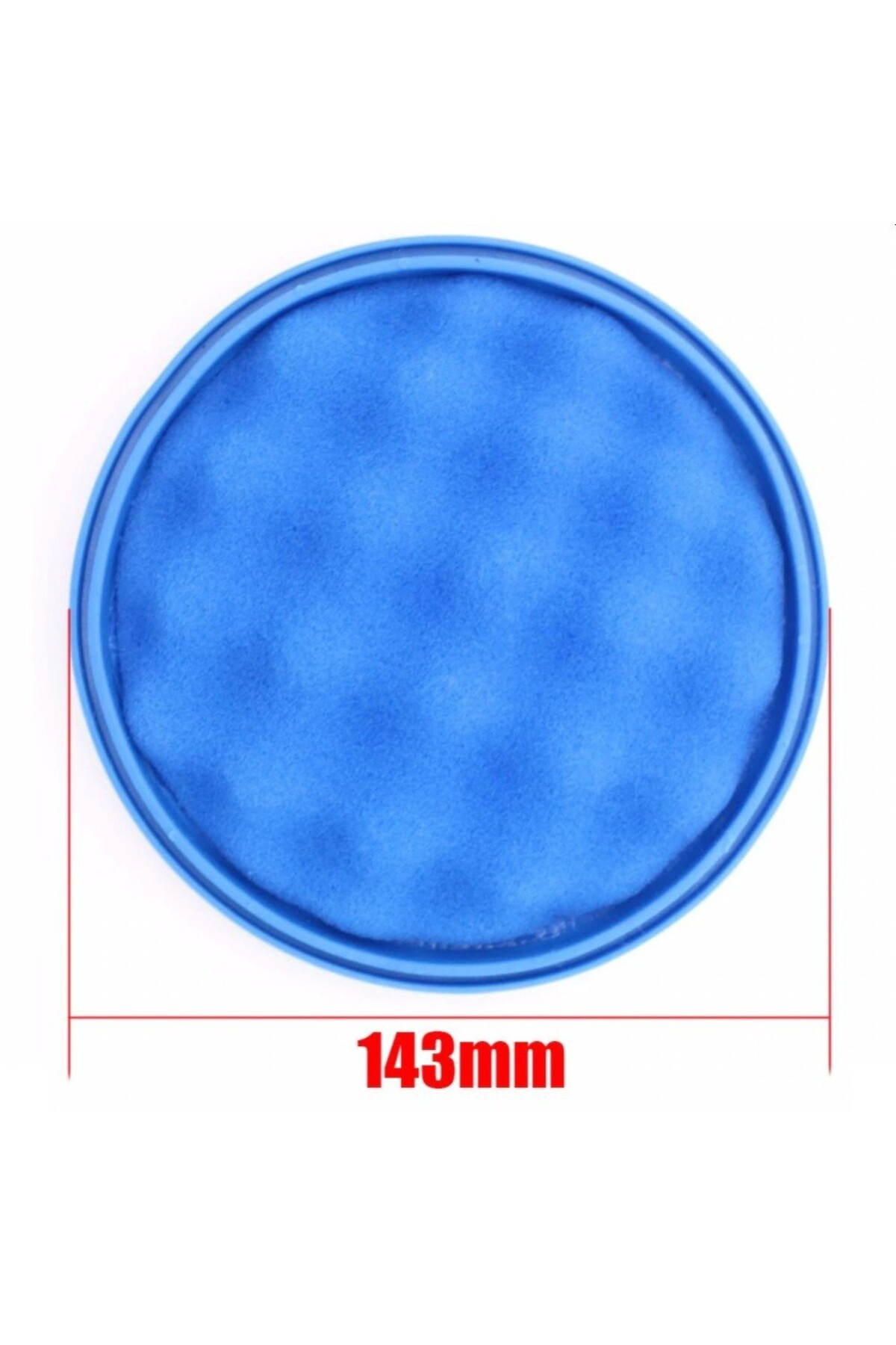 143 mm çapında mavi sünger filtre.