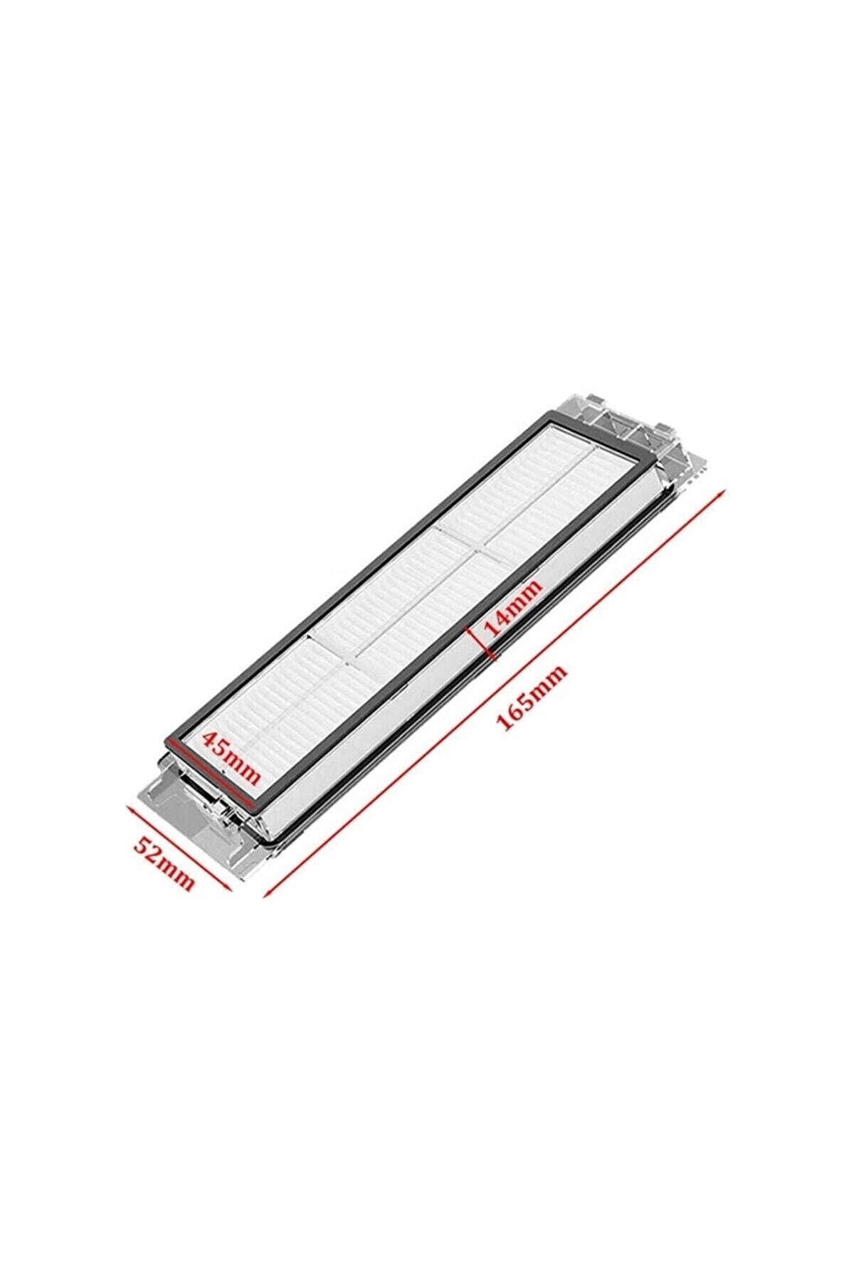 Boyutları 165mm U, 45mm G, 14mm Y olan dikdörtgen filtre.