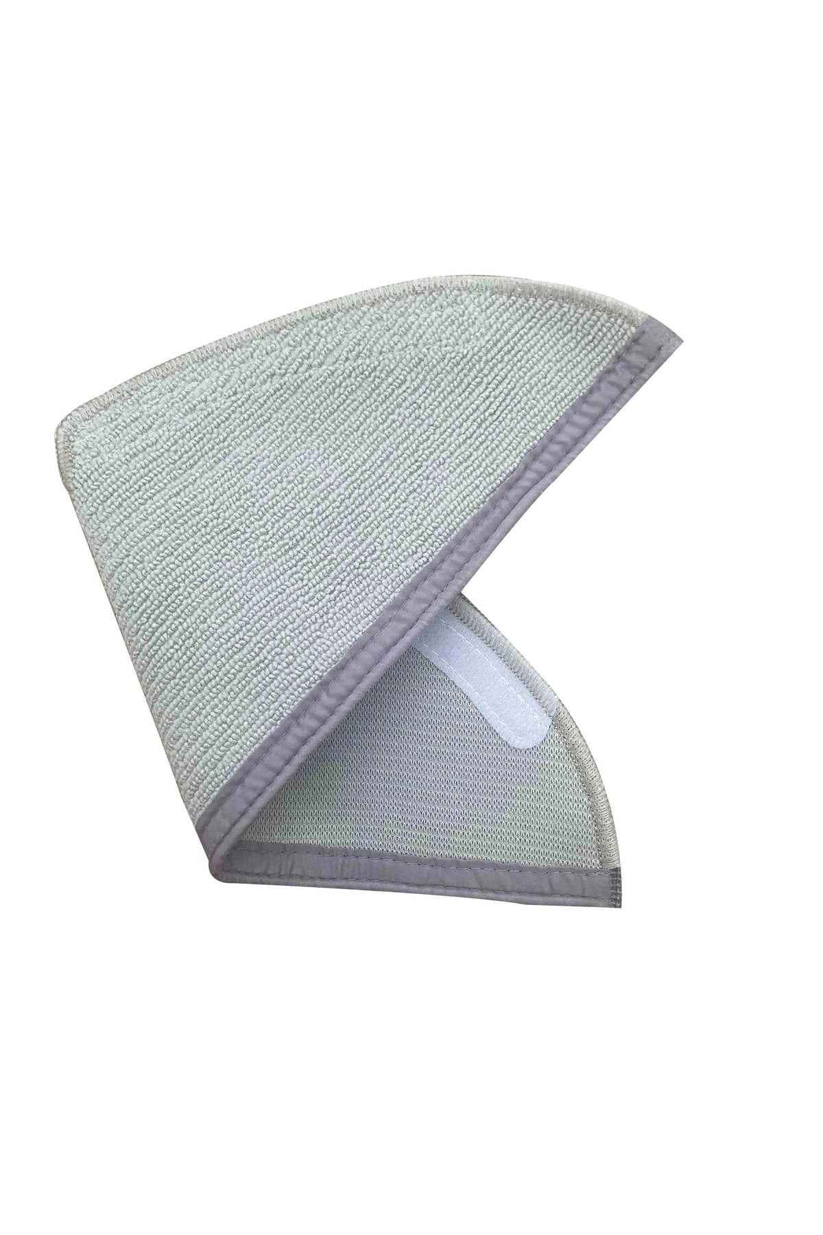 Gri kenarlı ve cırt cırtlı açık yeşil mikrofiber paspas başlığı.