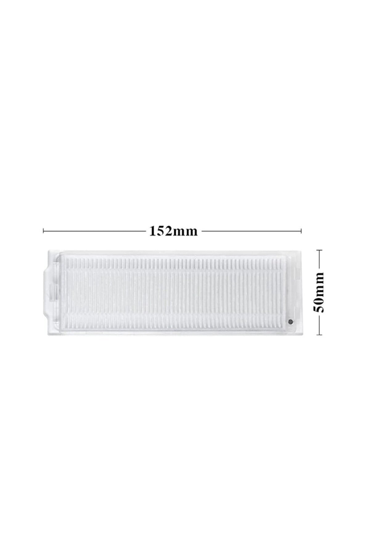İnce pileli beyaz dikdörtgen filtre, 152x50mm boyutlarında.