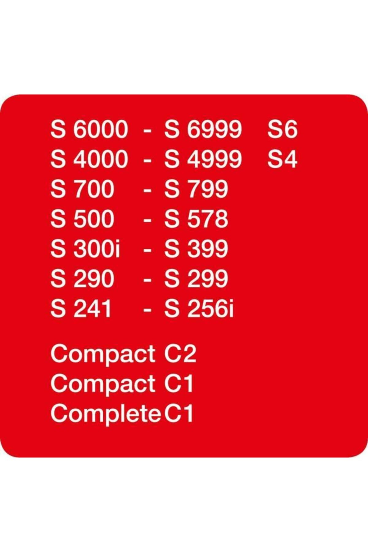 Kırmızı arka plan üzerinde ürün adları ve numaraları listesi.