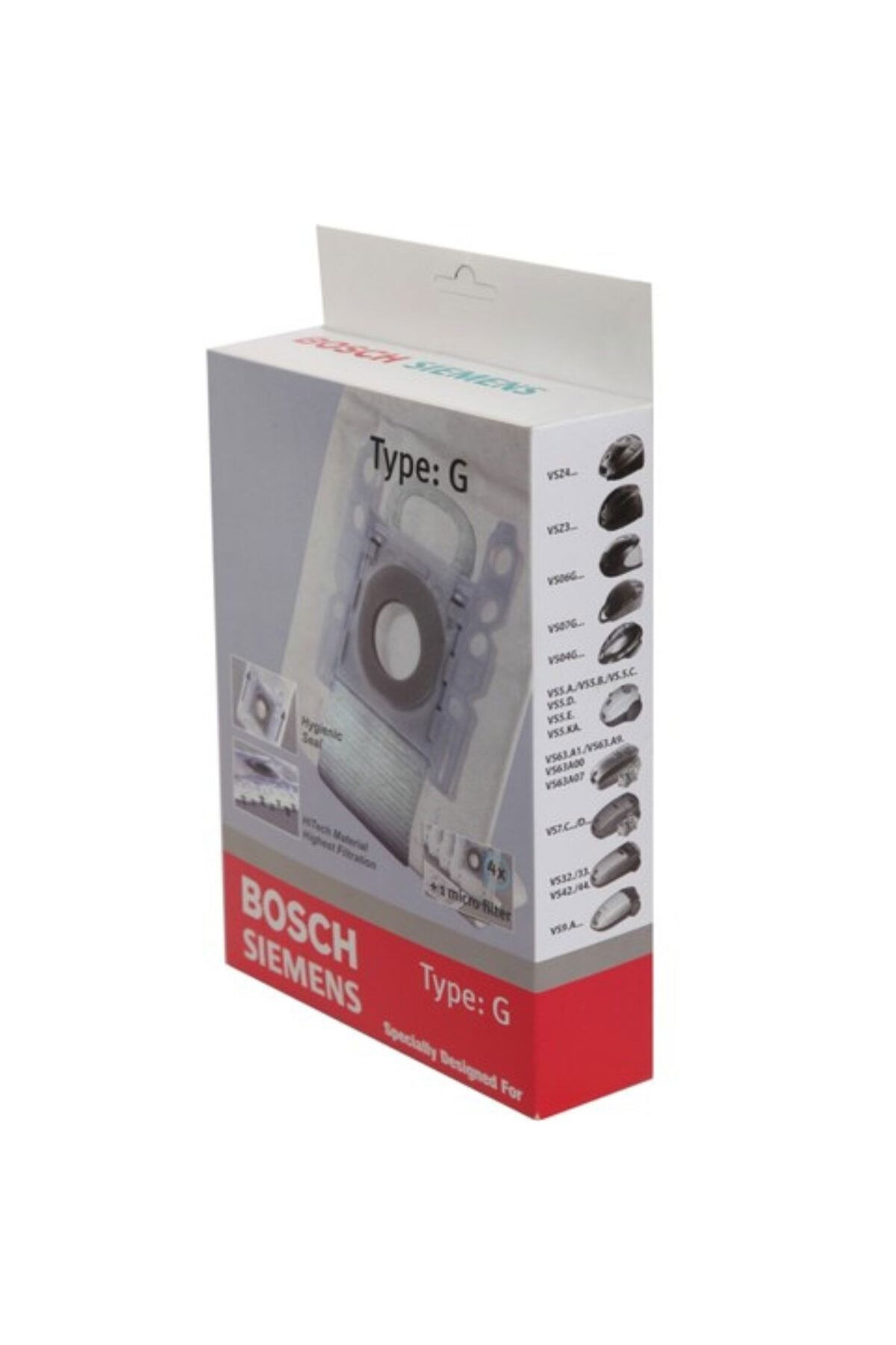 Bosch Siemens elektrik süpürgesi torbaları Tip G kutusu, filtre listesi.