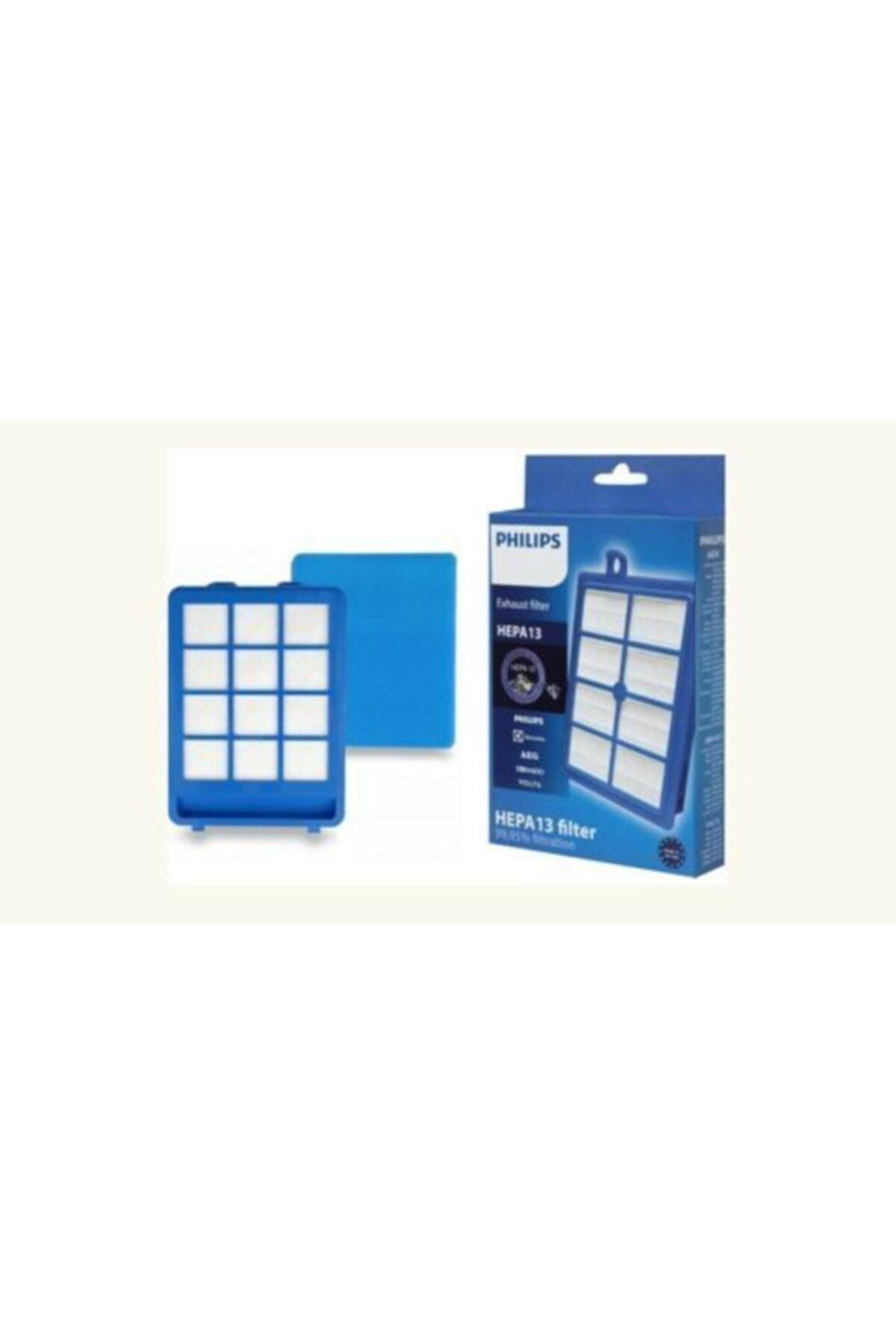 Philips HEPA13 filtre ve mavi filtre kapağı.