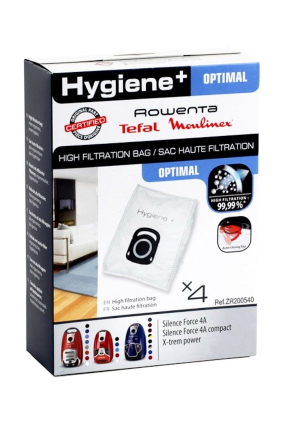 Rowenta Hygiene+ Optimal elektrikli süpürge torbaları, 4'lü paket, yüksek filtrasyon.