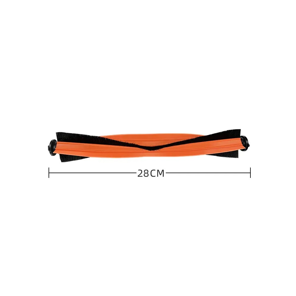 Siyah kıllı turuncu elektrikli süpürge fırçası, 28 cm uzunluğunda.