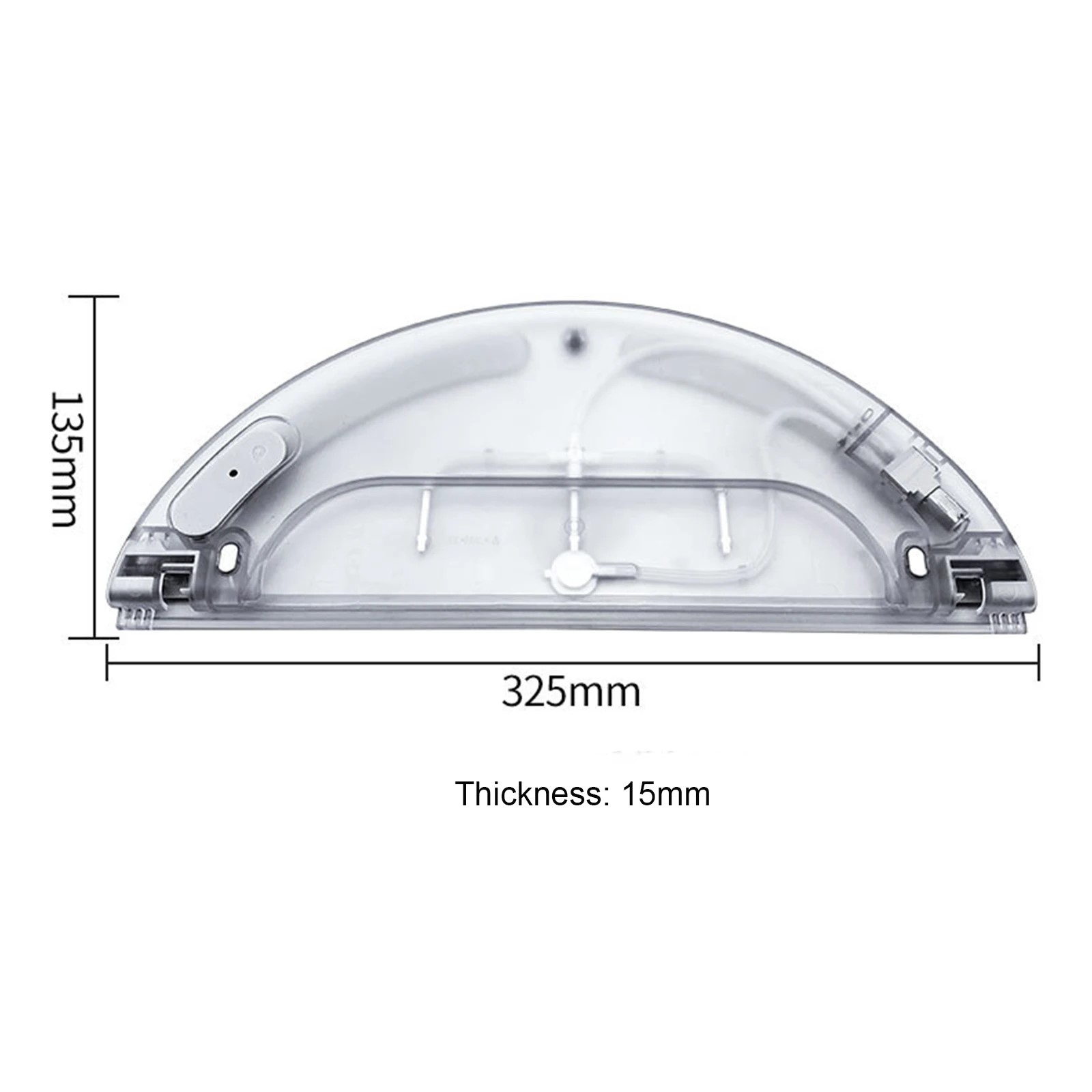 Şeffaf yarım daire, 325mm genişlik, 135mm yükseklik, 15mm kalınlık.