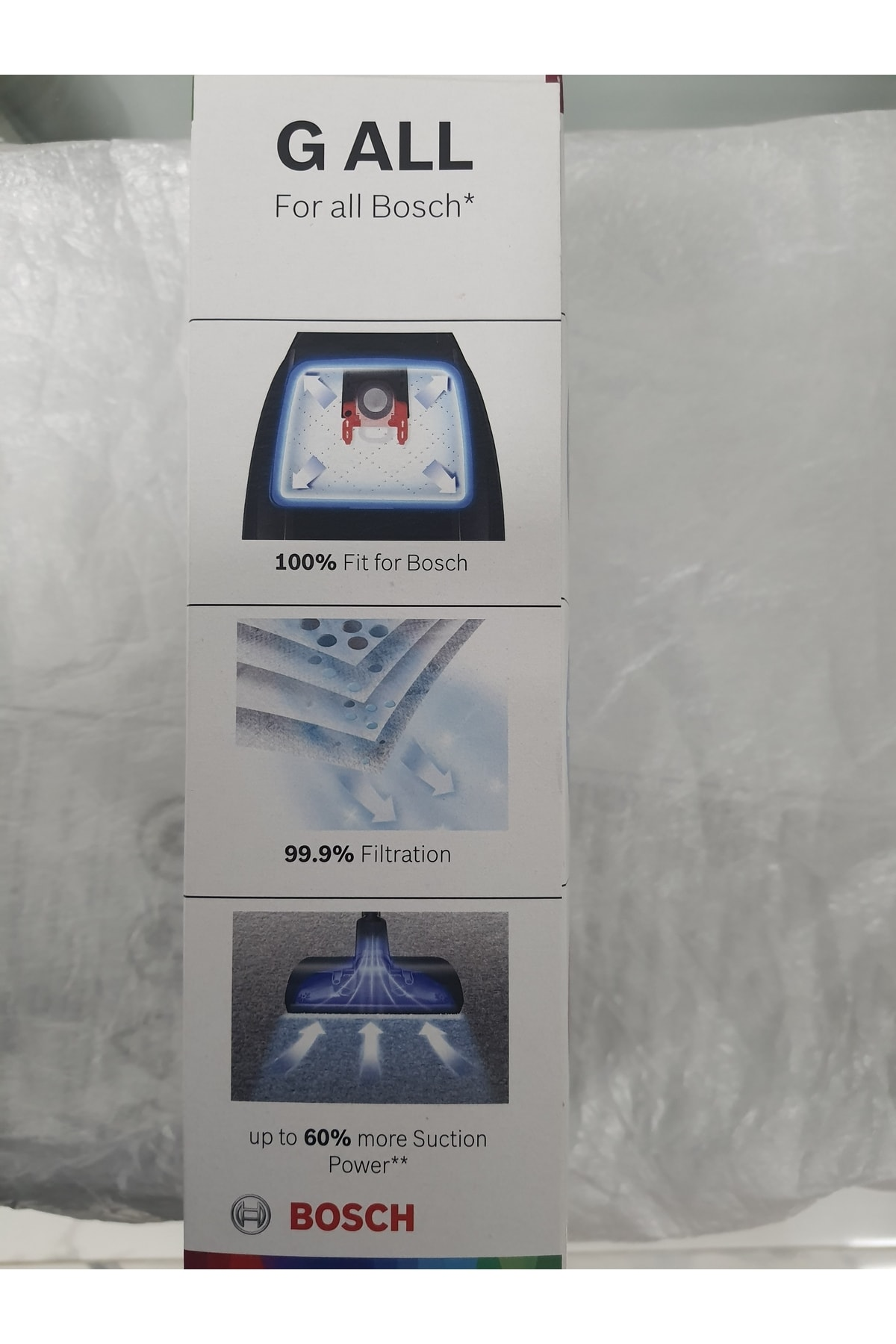 Bosch elektrik süpürgesi aksesuarları: %100 uyum, %99.9 filtreleme, %60 fazla güç.