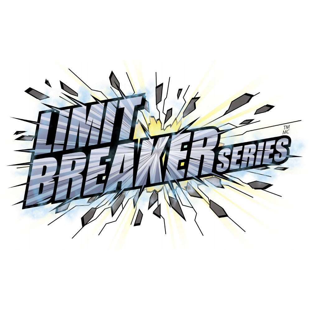 Napis Limit Breaker Series z łamiącymi się elementami.