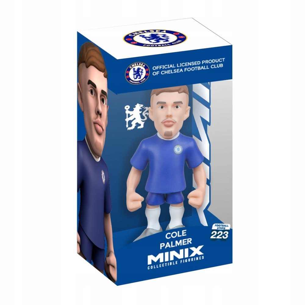Figurka Minix Cole Palmer w stroju Chelsea, oficjalny produkt licencyjny.