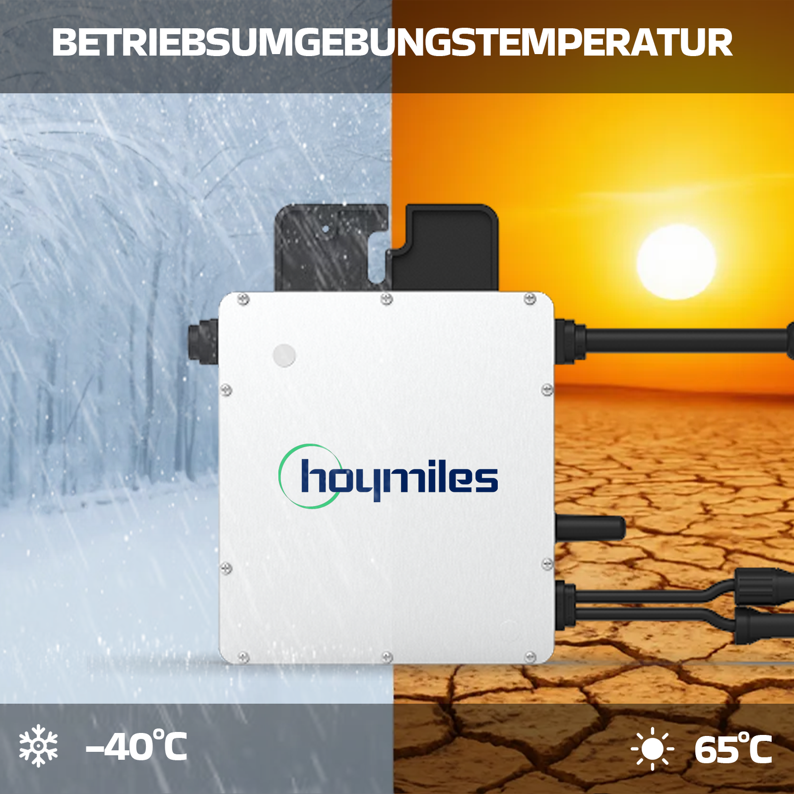 Ein Wechselrichter in eisiger Kälte und sengender Hitze, -40°C bis 65°C.