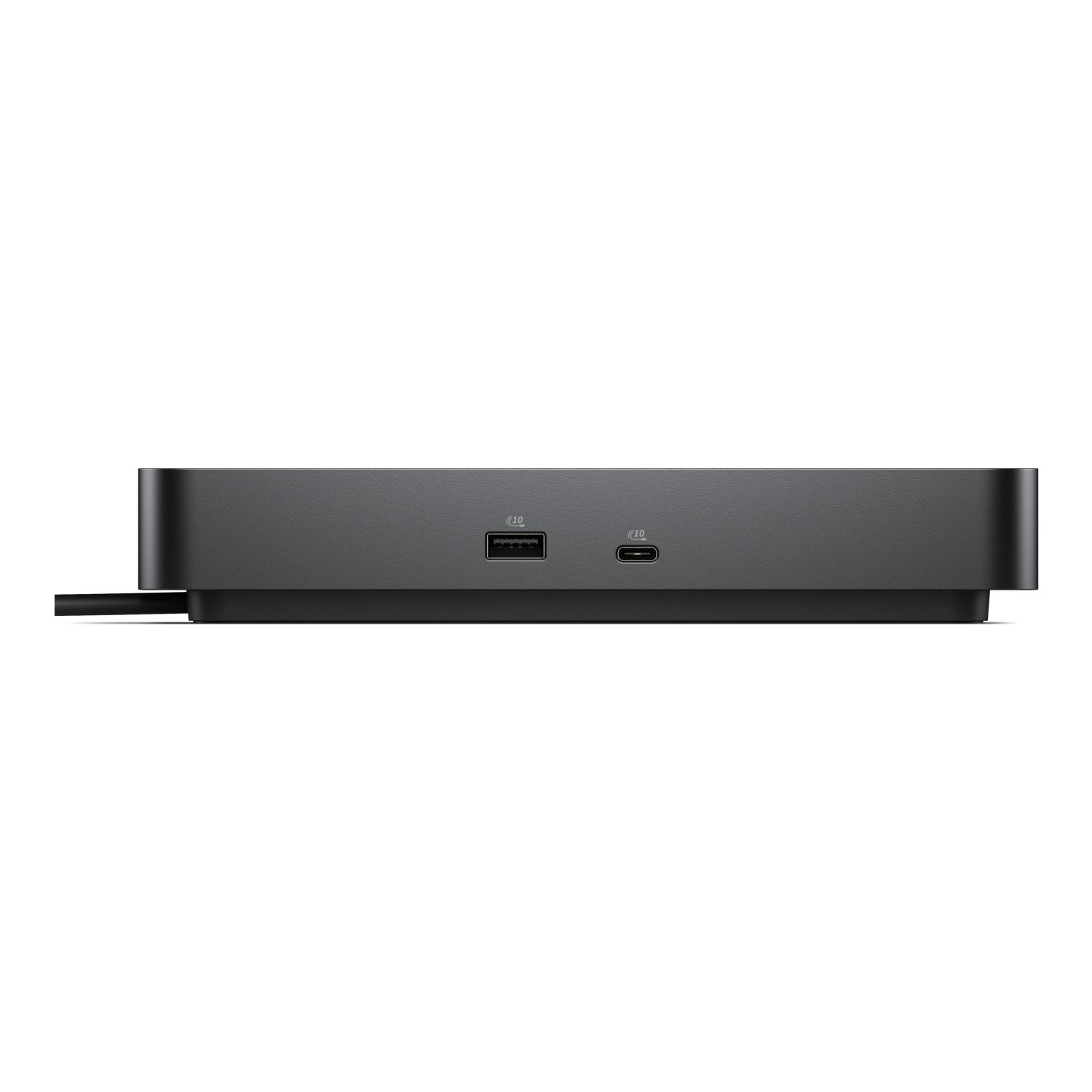 Dock grigio scuro con porte USB-A e USB-C.