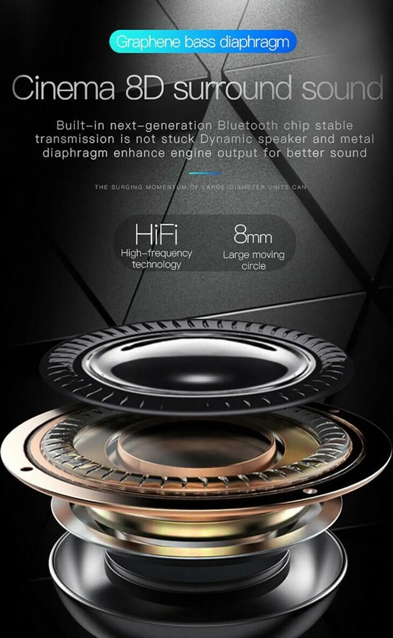 Graphen-Bassmembran für Kino 8D-Surround-Sound, mit 8mm großem Schwingspulensystem.