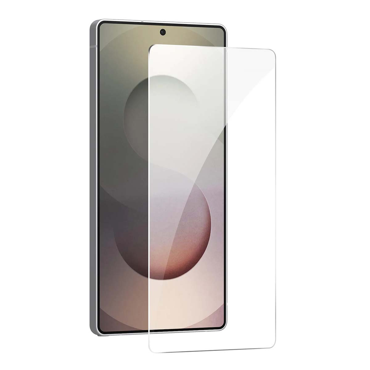Ein Displayschutz aus Glas liegt auf einem Smartphone.